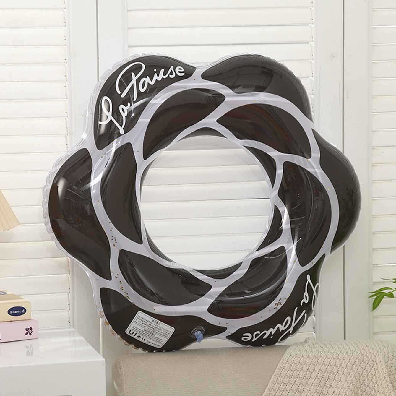 1PC Pink Black Flower Inflatab - Pool Float Ring Inflatable ulasan dan harga