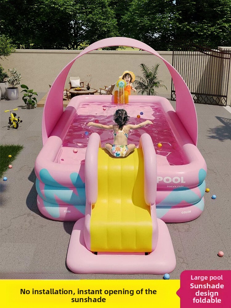 Inflatable Pool With Sunshade  - Water Slide Inflatable ulasan dan harga