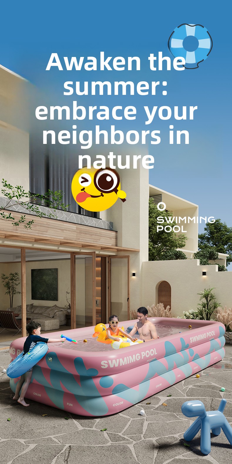 Inflatable Pool With Sunshade  - Water Slide Inflatable ulasan dan harga