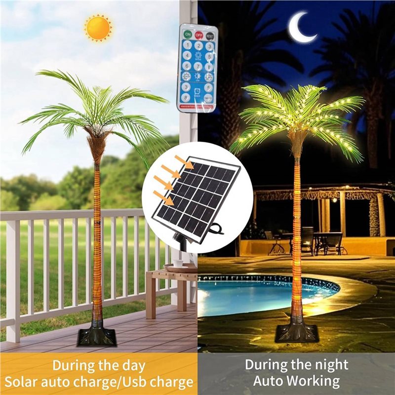 ABRW-Solar Palm Tree Lights Wi - Pool Light Solar Rechargeable ulasan dan harga