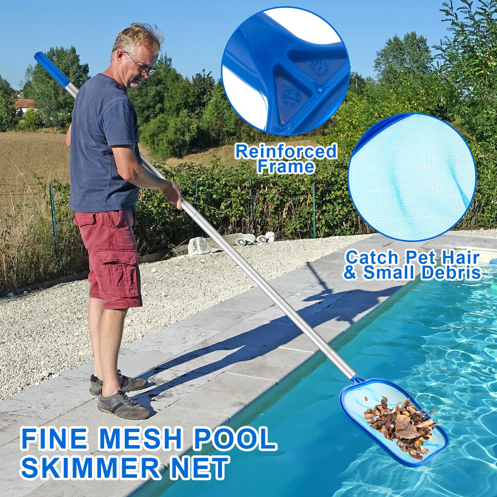 3 Pcs Pool Cleaning Kit with H - Pool Skimmer Net ulasan dan harga